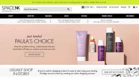 Space NKの米国ウェブサイト、英国のファッション＆ビューティーウェブサイト