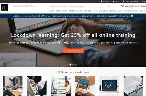 IT Governance UKのウェブサイト - サイバーセキュリティサービスプロバイダー