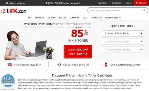 1ink公式サイト、アメリカのプリンターインクショッピングサイト