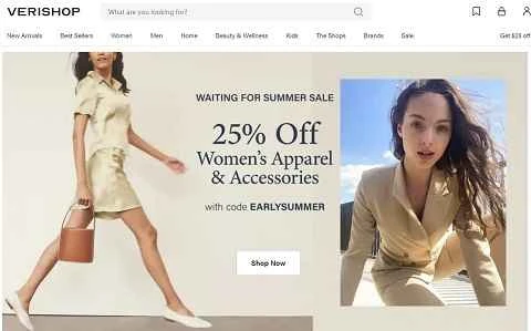 米国を拠点とする日常の高級品のオンライン小売業者、Verishop の公式 Web サイト。