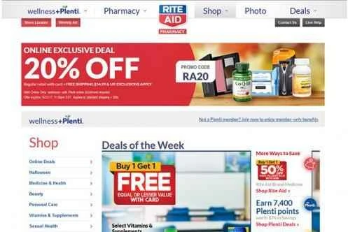 アメリカの有名な薬局、Rite Aid の公式サイト。