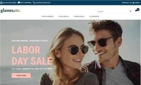 眼鏡フレームを購入できる米国発のオンラインストア、Glasses Etc の公式ウェブサイト。