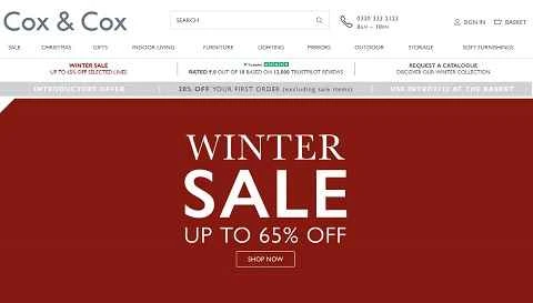 英国のホームファニシングブランド、Cox & Coxの公式サイト。