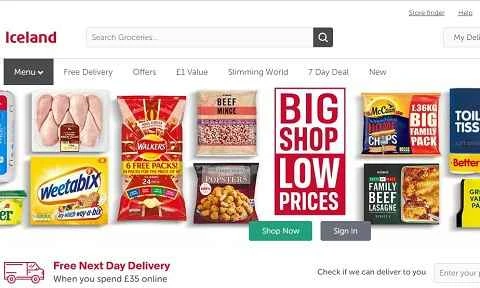 アイスランドの公式サイト、英国の食品小売業者