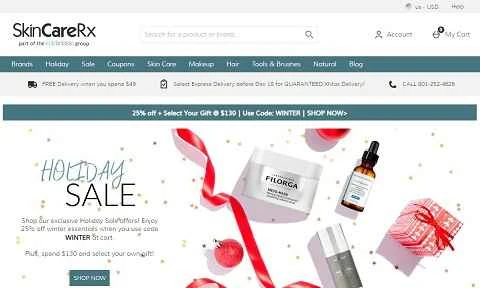 SkinCareRx 公式サイト: 米国を拠点とする大規模なスキンケアと美容の専門ウェブサイト。