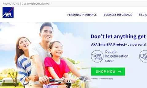 AXA保険シンガポールのウェブサイト