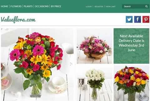 英国のフラワーショップ、バリューフローラの公式サイト
