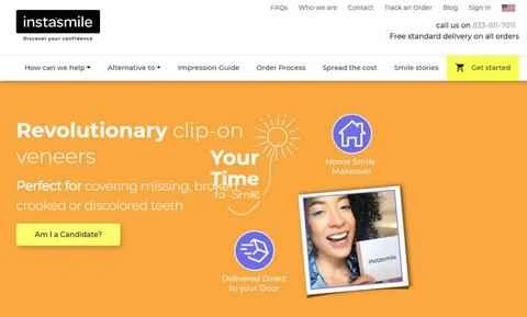 Instasmile US ウェブサイトでは、取り外し可能な美容矯正器具を販売しています。