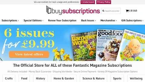 購読購入公式サイト、英国の雑誌購読ウェブサイト