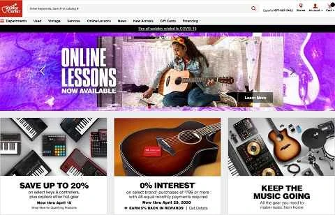 Guitar Center 公式ウェブサイト: 米国を拠点とする電子楽器のオンライン小売業者。