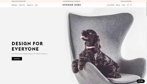 米国のオンライン家具販売ウェブサイト、Interior Icons の公式サイト。