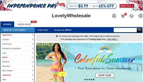 中国越境アパレルショッピングサイト「Lovely Wholesale」公式サイト。