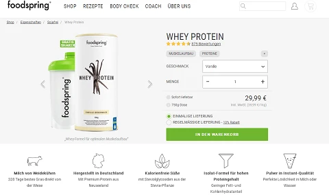 FoodSpring Spain公式サイト：ヨーロッパのプロテインパウダーブランド