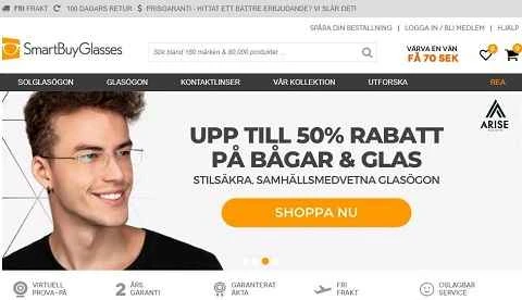SmartBuyGlasses Sweden 公式サイト スウェーデンのアイウェアファッション小売業者