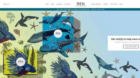 英国の美容・スキンケアブランドのウェブサイト、REN Clean Skincare。
