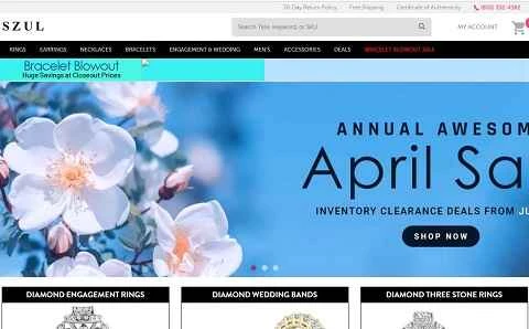 米国のオンラインジュエリーショッピングサイト、Szul 公式サイト。