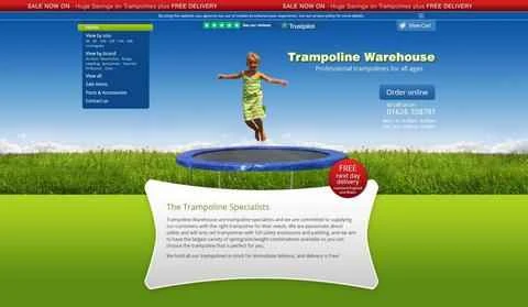 トランポリンウェアハウスの公式ウェブサイト、英国のトランポリンショッピングウェブサイト