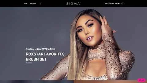 アメリカのメイクブラシブランド「Sigma Beauty」のウェブサイト。