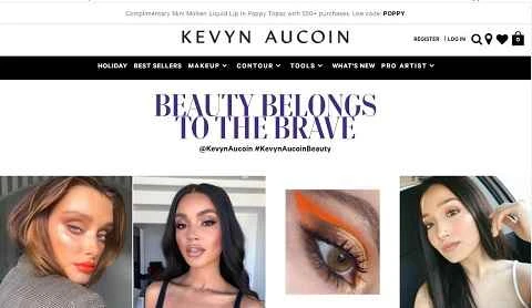 アメリカの有名なメイクアップブランドのウェブサイト、Kevyn Aucoin Beauty。