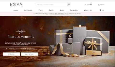 英国の有名なプロフェッショナル スパ ブランドである ESPA Skincare が、英国の Web サイトに公式に掲載されています。