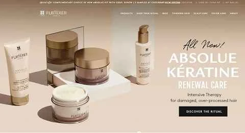 ルネ・フルトレールの頭皮ケア製品ウェブサイト（フランス）