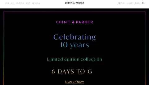 イギリスのファッションブランド「Chinti and Parker」のウェブサイト