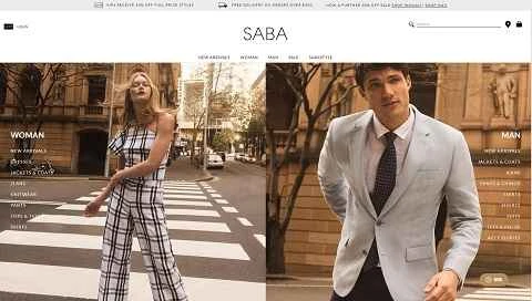 オーストラリアのアパレルブランドのウェブサイト、SABA Australia