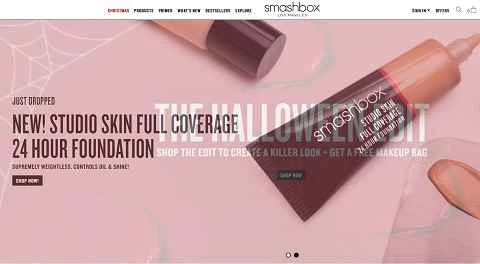 アメリカの有名な化粧品ブランド、Smashbox UK のウェブサイト。