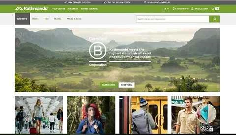ニュージーランドのアウトドアスポーツブランドのウェブサイト「カトマンズ」