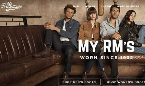 オーストラリアのナショナルシューズブランド、RMウィリアムズのウェブサイト