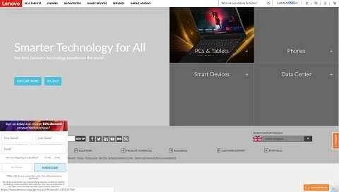 レノボUK公式ウェブサイト